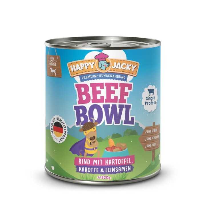 Happy Jacky Dog Beef Bowl 6 x 820 g