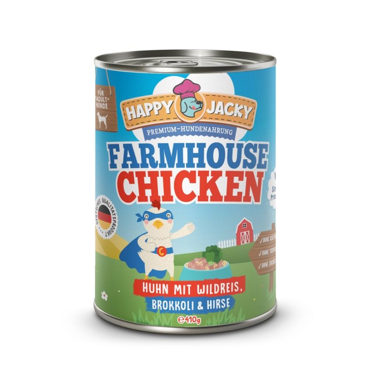 Happy Jacky Dog Farmhouse Chicken 410 g oder 820 g