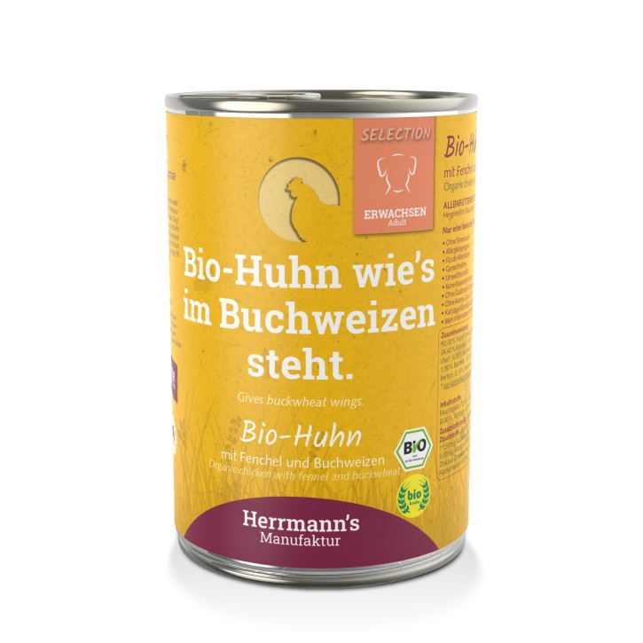 Herrmanns Selection Adult Bio Huhn, Fenchel und Buchweizen 400 g oder 800 g