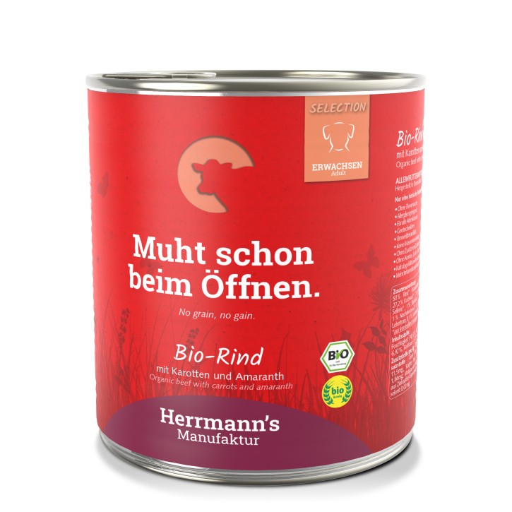 Herrmanns Selection Adult Bio Rind, Karotten und Amaranth 6 x 800 g