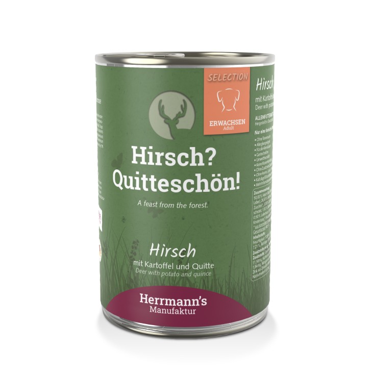 Herrmanns Selection Adult Hirsch, Kartoffel und Quitte 400 g oder 800 g