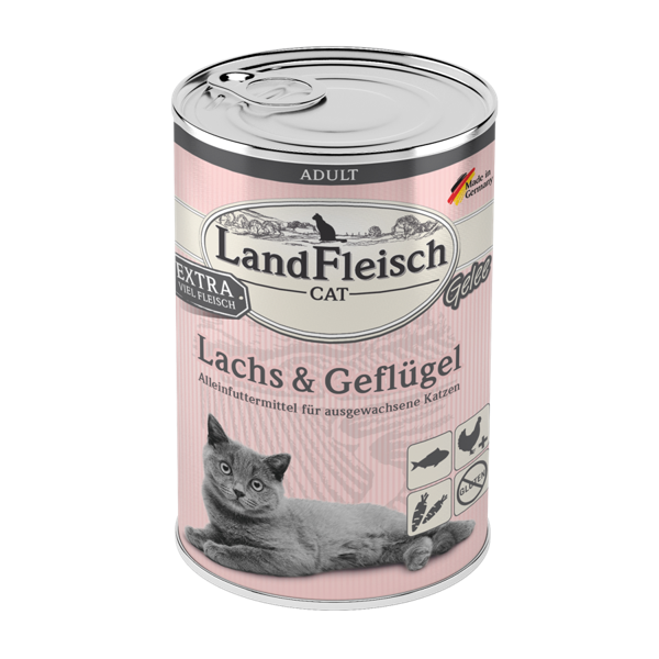 LandFleisch Cat Adult Gelee Lachs & Geflügel 12 x 400 g