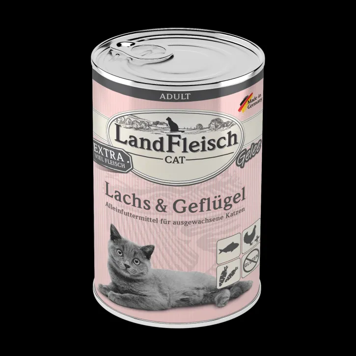 LandFleisch Cat Adult Gelee mit Lachs und Geflügel 12 x 400 g
