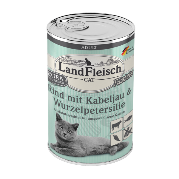 LandFleisch Cat Adult Pastete Rind & Kabeljau 12 x 400 g