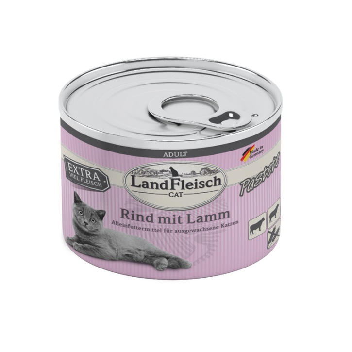 LandFleisch Cat Adult Pastete mit Rind mit Lamm 12 x 195 g