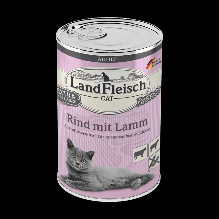 LandFleisch Cat Adult Pastete mit Rind mit Lamm 12 x 400 g