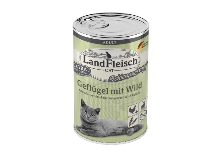 LandFleisch Cat Adult Schlemmertopf mit Geflügel und Wild 12 x 400 g