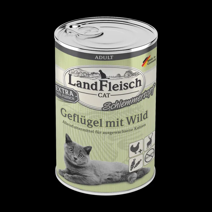 LandFleisch Cat Adult Schlemmertopf mit Geflügel und Wild 12 x 400 g