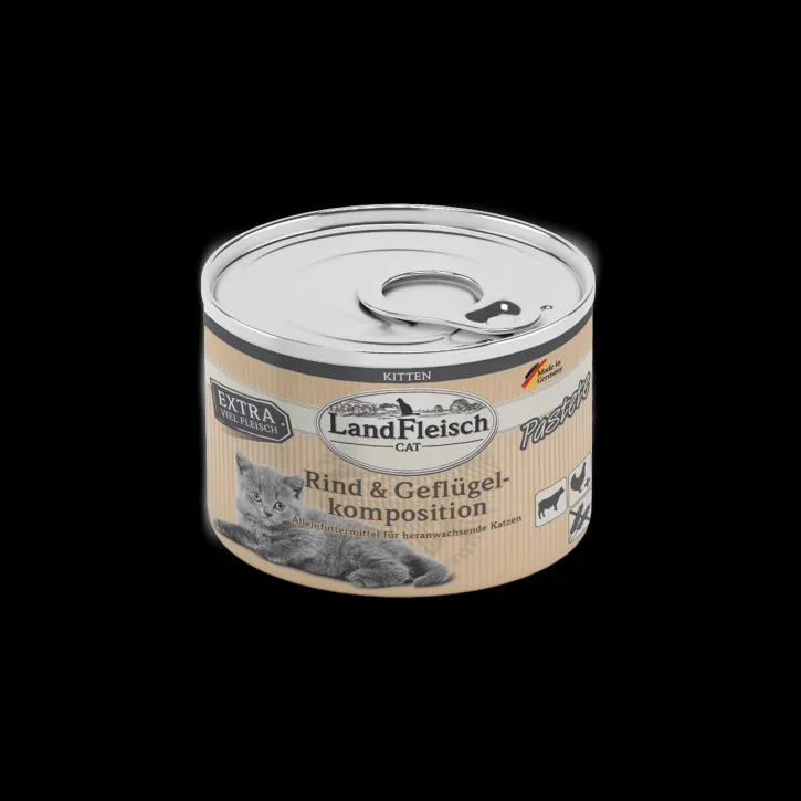 LandFleisch Cat Kitten Pastete Rind und Geflügelkomposition 12 x 195 g