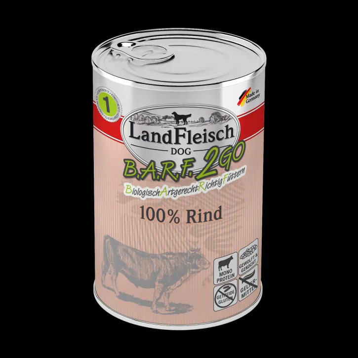 LandFleisch Dog BARF2GO 100% vom Rind 6 x 400 g