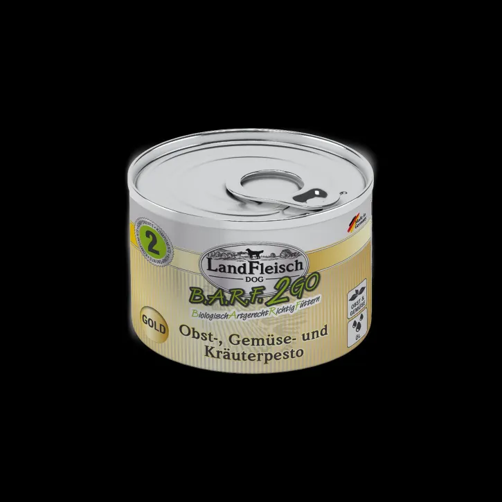 LandFleisch Dog BARF2GO Obst-, Gemüse- und Kräuterpesto Gold 6 x 200 g