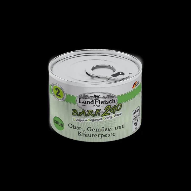 LandFleisch Dog BARF2GO Obst-, Gemüse- und Kräuterpesto Grün 6 x 200 g