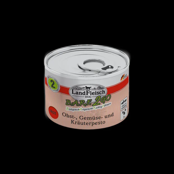 LandFleisch Dog BARF2GO Obst-, Gemüse und Kräuterpesto Rot 6 x 200 g
