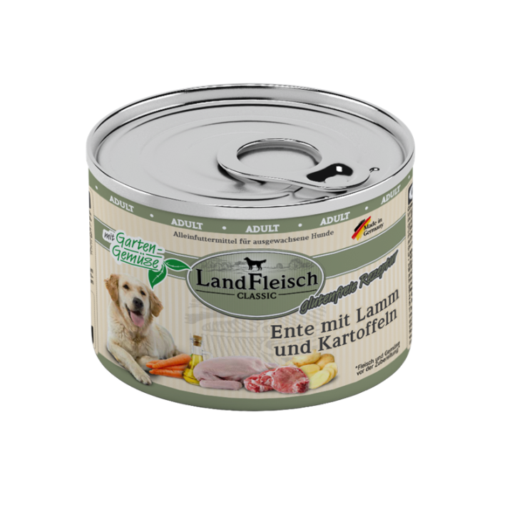 LandFleisch Dog Classic Ente, Lamm und Kartoffeln 12 x 195 g