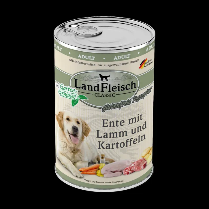 LandFleisch Dog Classic Ente, Lamm und Kartoffeln 12 x 400 g