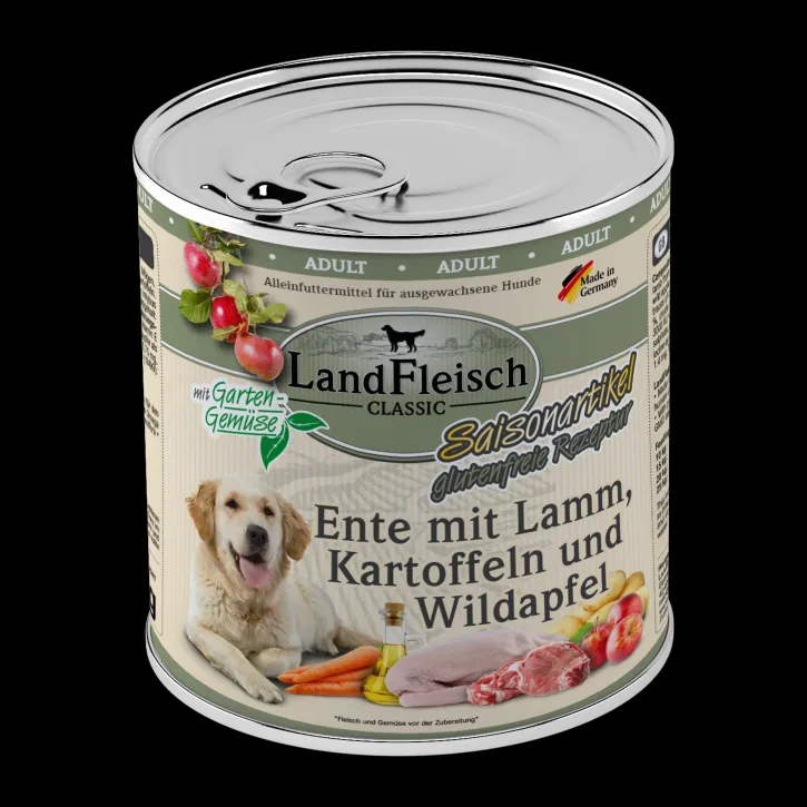 LandFleisch Dog Classic Ente mit Lamm, Kartoffeln und Wildapfel 6 x 800 g