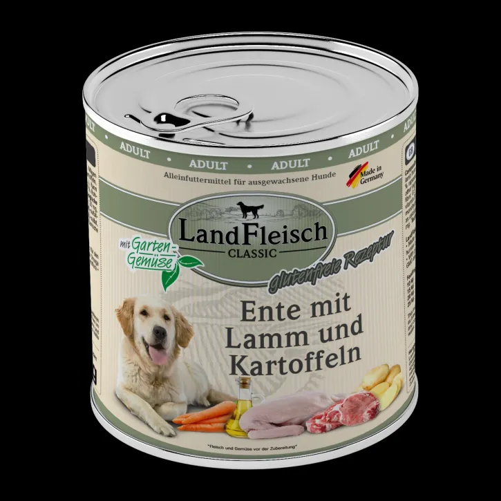 LandFleisch Dog Classic Ente, Lamm und Kartoffeln 6 x 800 g