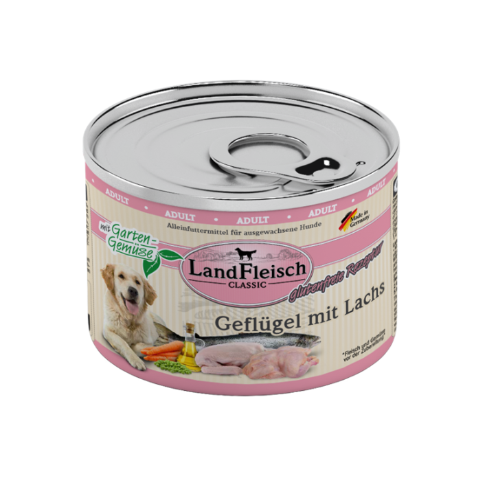 LandFleisch Dog Classic Geflügel mit Lachs 12 x 195 g