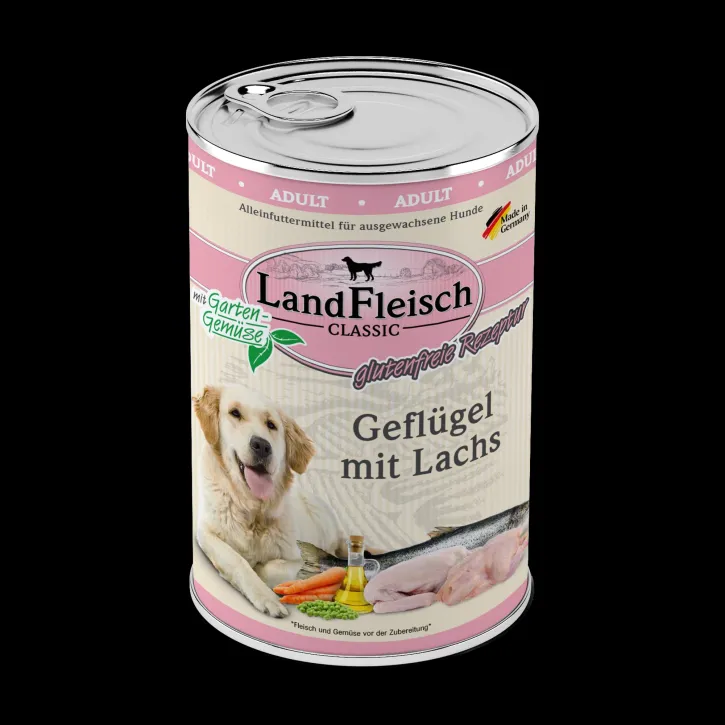 LandFleisch Dog Classic Geflügel mit Lachs 12 x 400 g