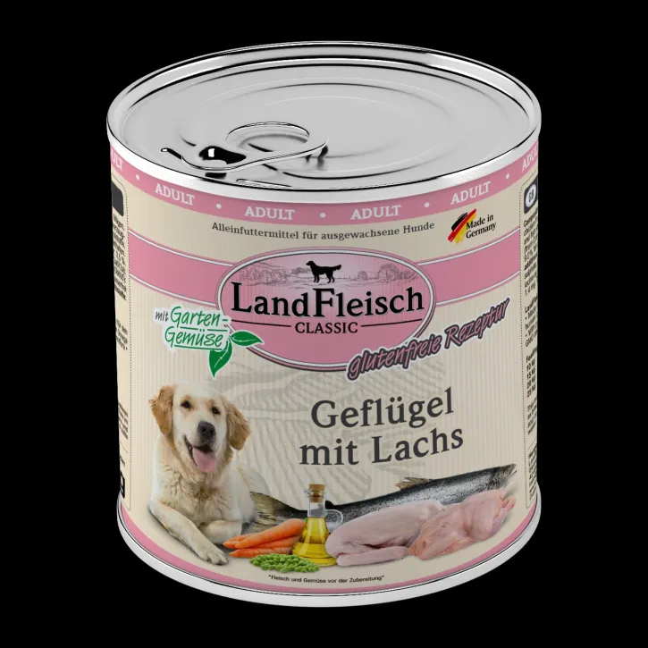 LandFleisch Dog Classic Geflügel mit Lachs 6 x 800 g