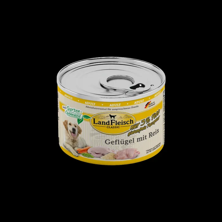 LandFleisch Dog Classic Geflügel mit Reis 12 x 195 g
