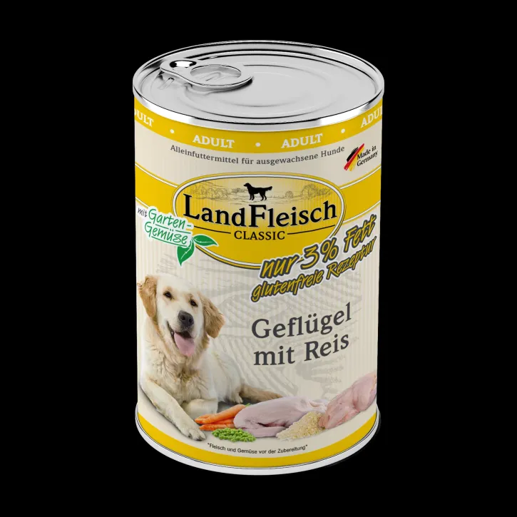 LandFleisch Dog Classic Geflügel mit Reis 12 x 400 g