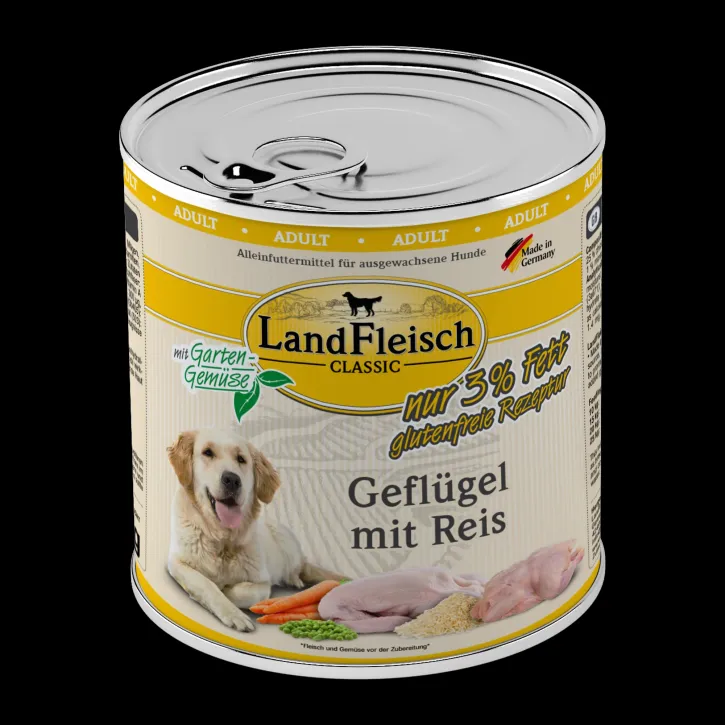 LandFleisch Dog Classic Geflügel mit Reis 6 x 800 g