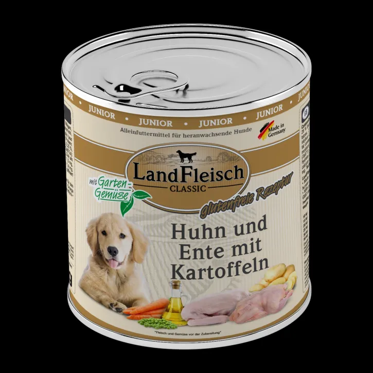 LandFleisch Dog Classic Junior Huhn, Ente und Kartoffeln 6 x 800 g