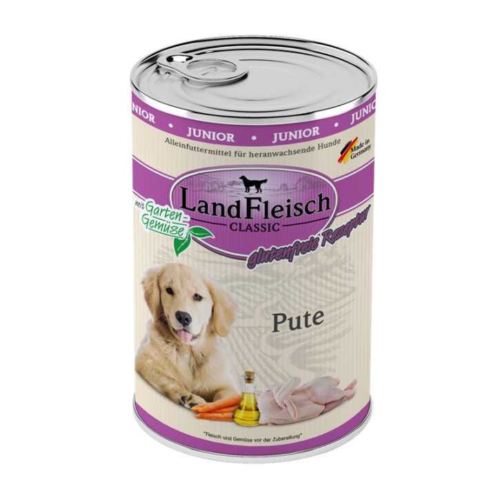 LandFleisch Dog Classic Junior Pute mit Gartengemüse 12 x 400 g