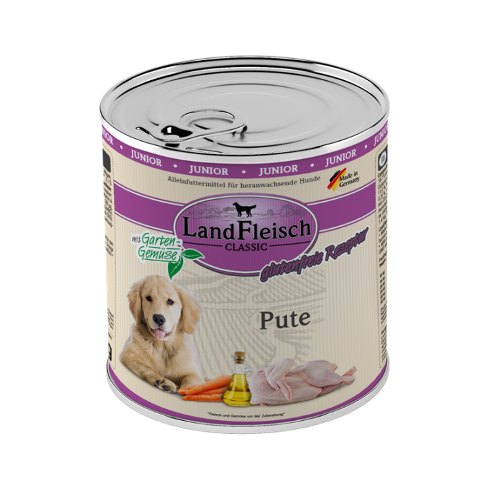 LandFleisch Dog Classic Junior Pute mit Gartengemüse 6 x 800 g