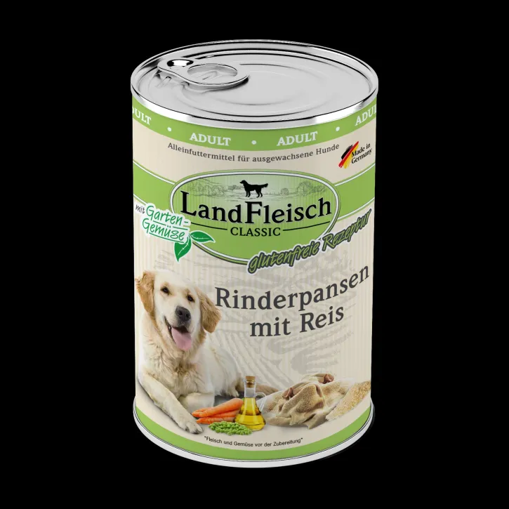 LandFleisch Dog Classic Rinderpansen mit Reis 12 x 400 g