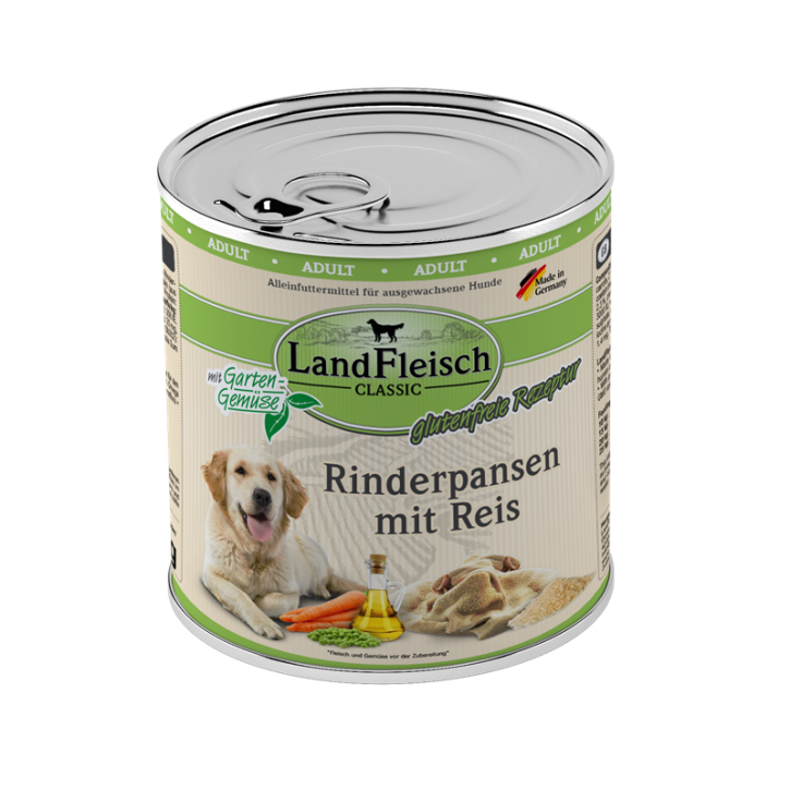 LandFleisch Dog Classic Rinderpansen mit Reis 6 x 800 g