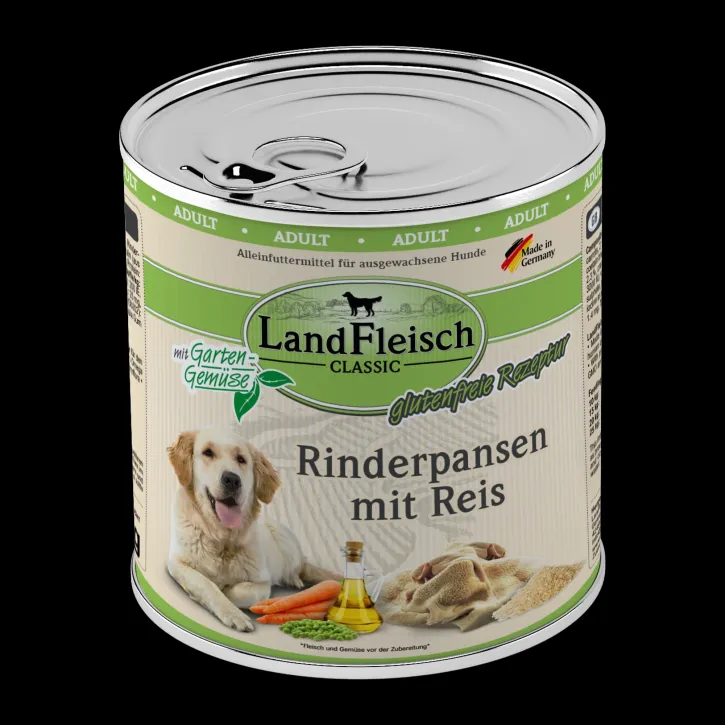 LandFleisch Dog Classic Rinderpansen mit Reis 6 x 800 g