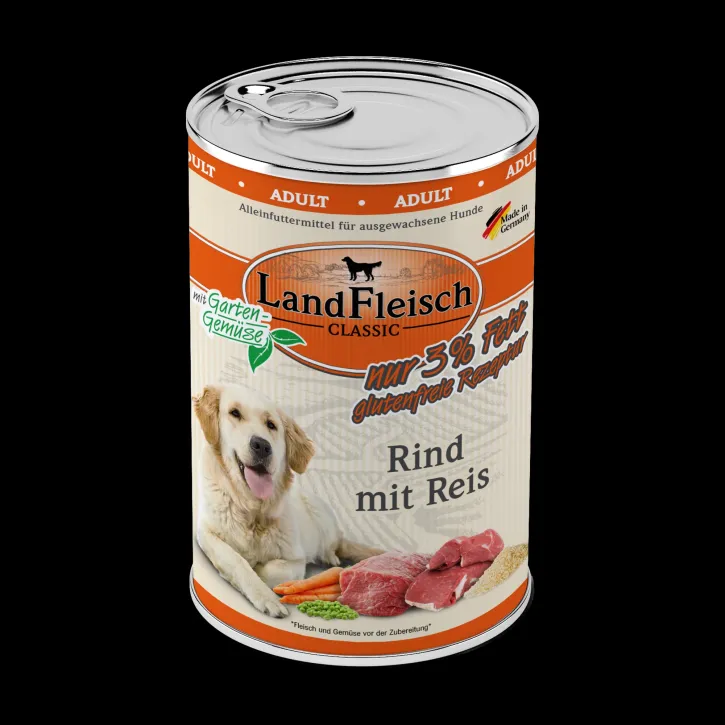 LandFleisch Dog Classic Rind mit Reis 12 x 400 g