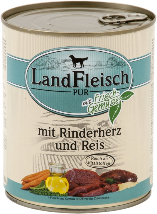 LandFleisch Pur mit Rinderherz und Reis 6 x 800 g