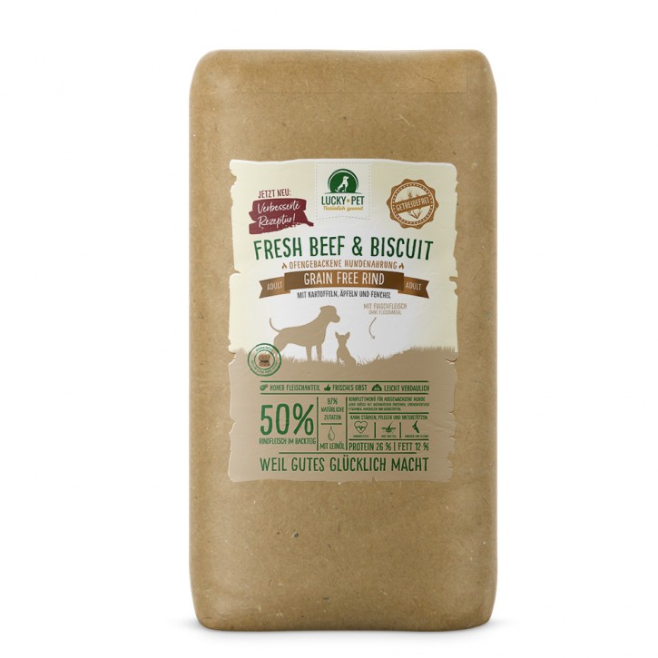 Lucky Pet Fresh Beef & Biscuit Grainfree Adult Rind kleine Krokette 12 kg (SPARTIPP: unsere Staffelpreise)