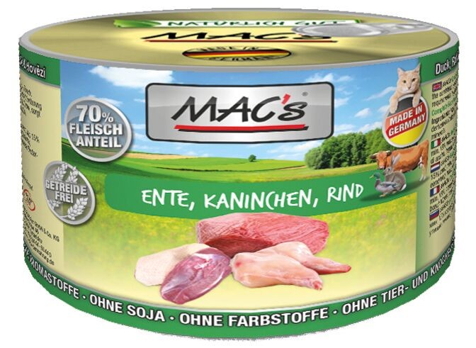 Macs Cat Ente & Kaninchen und Rind 12 x 200 g