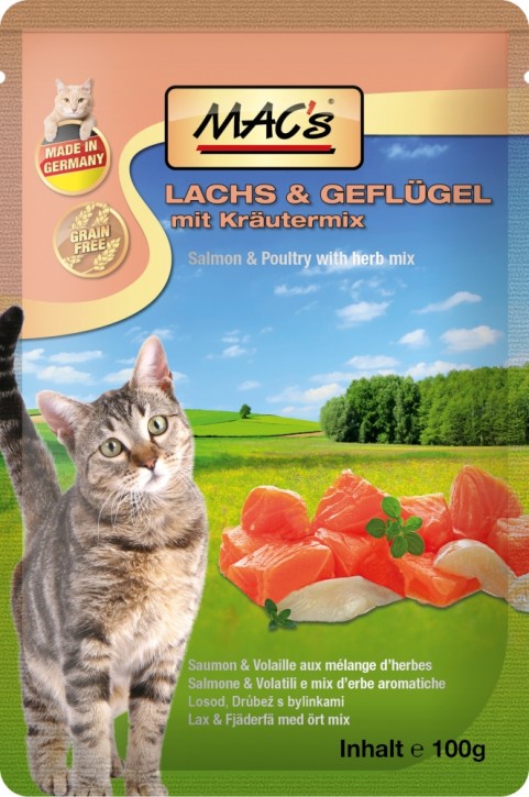 Macs Cat Lachs & Geflügel und Preiselbeeren 12 x 100 g