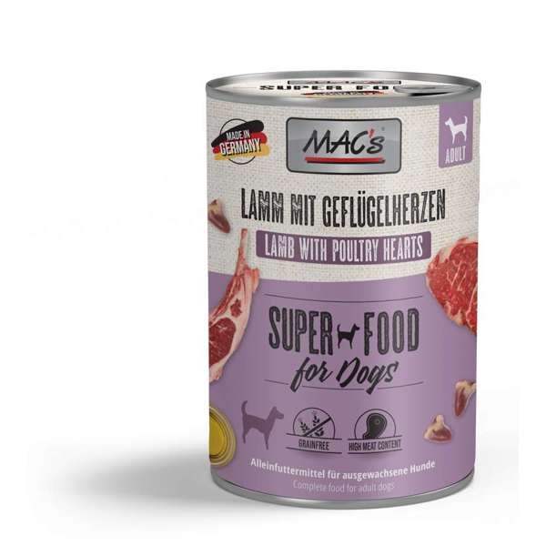 Macs Dog Lamm & Geflügelherzen 12 x 400 g