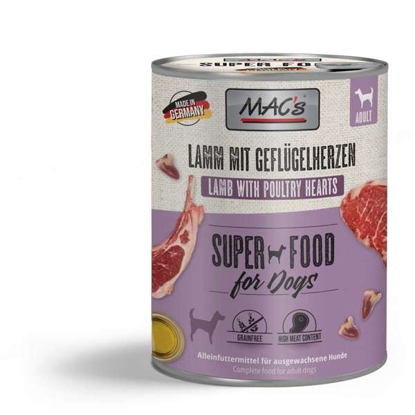 Macs Dog Lamm & Geflügelherzen 6 x 800 g