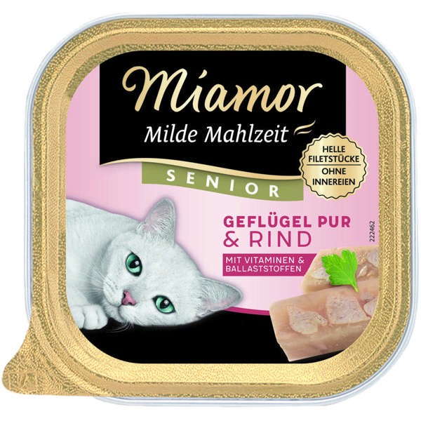 Miamor Milde Mahlzeit Senior Geflügel Pur & Rind 16 x 100 g