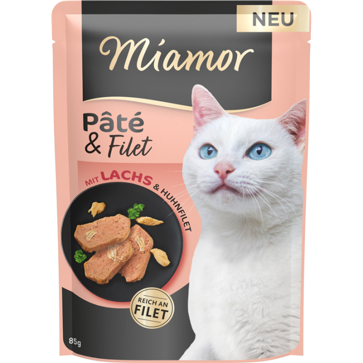 Miamor Pate und Filet mit Lachs & Huhnfilet 10 x 85 g