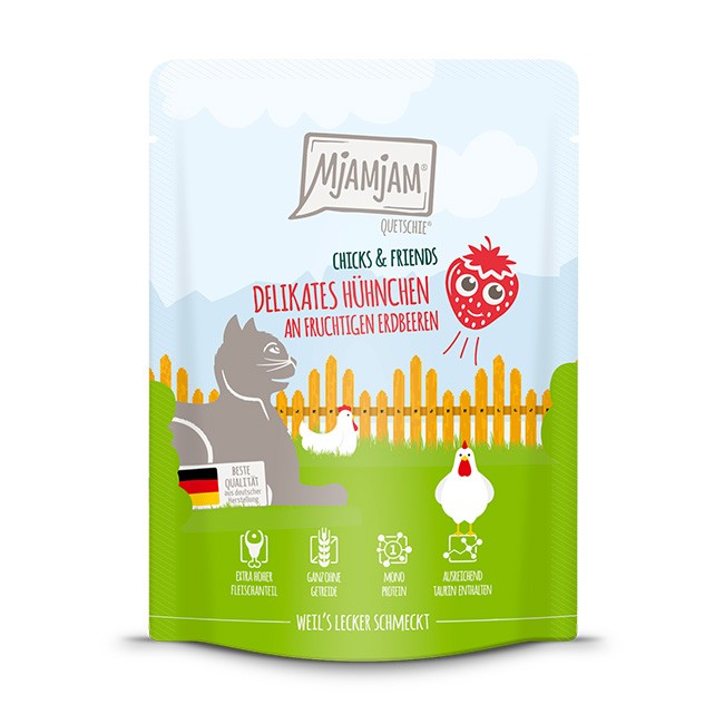 MjAMjAM Cat Chicks & Friends Huhn & Erdbeeren 125 g oder 300 g