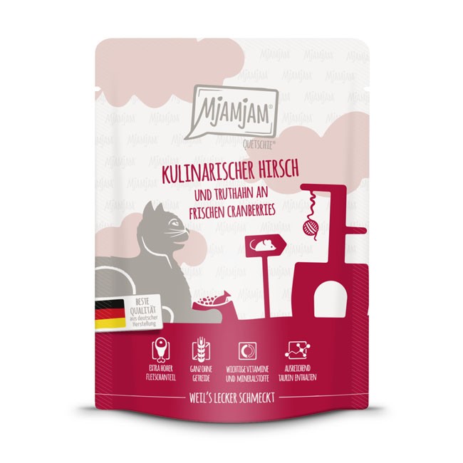 MjAMjAM Cat Quetschie Hirsch & Truthahn 125 g oder 300 g