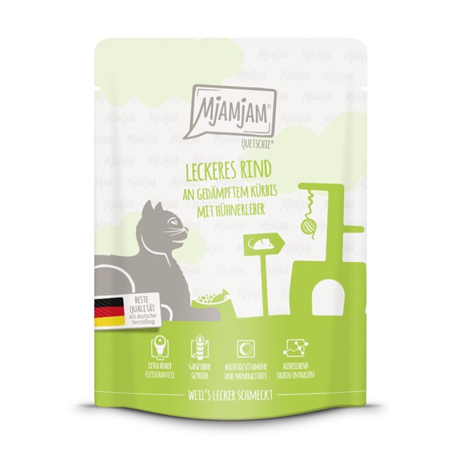 MjAMjAM Cat Quetschie Rind & Kürbis 125 g oder 300 g