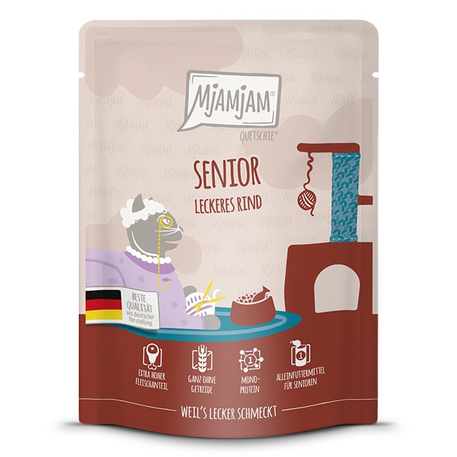 MjAMjAM Cat Quetschie Senior Rind 125 g oder 300 g