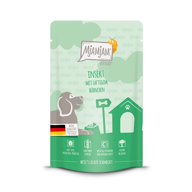 MjAMjAM Dog Quetschie Insekt & Hühnchen 12 x 125 g