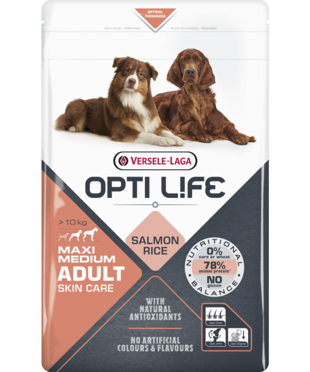 Opti Life Adult Medium & Maxi Skin Care 12,5 kg