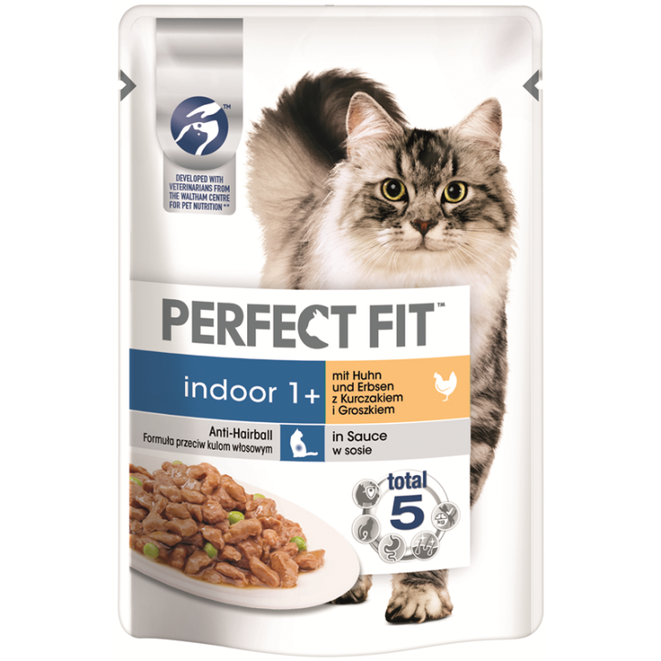 Perfect Fit Indoor Adult 1+ Huhn & Erbsen in Sauce 12 x 85 g