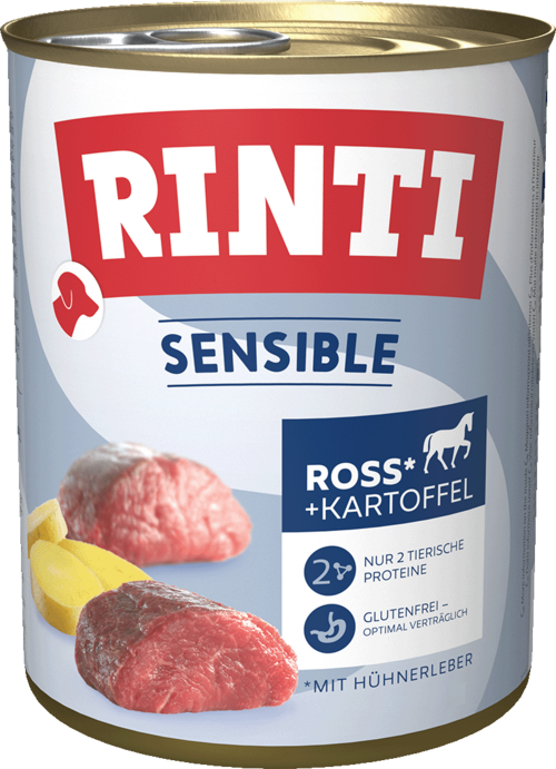 Rinti Sensible mit Ross, Hühnerleber & Kartoffel 12 x 800 g